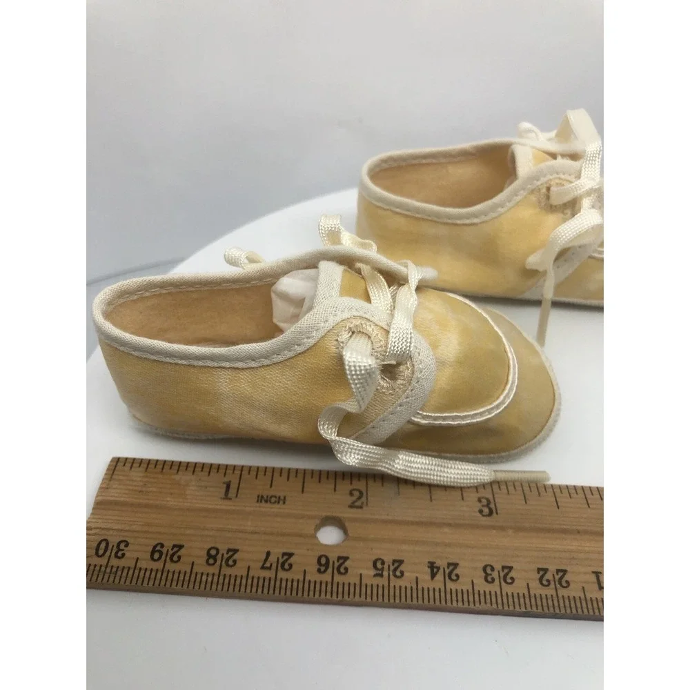 Vintage Christening Shoes Satin Feel Laces Infant Baptism Shoes 3.5